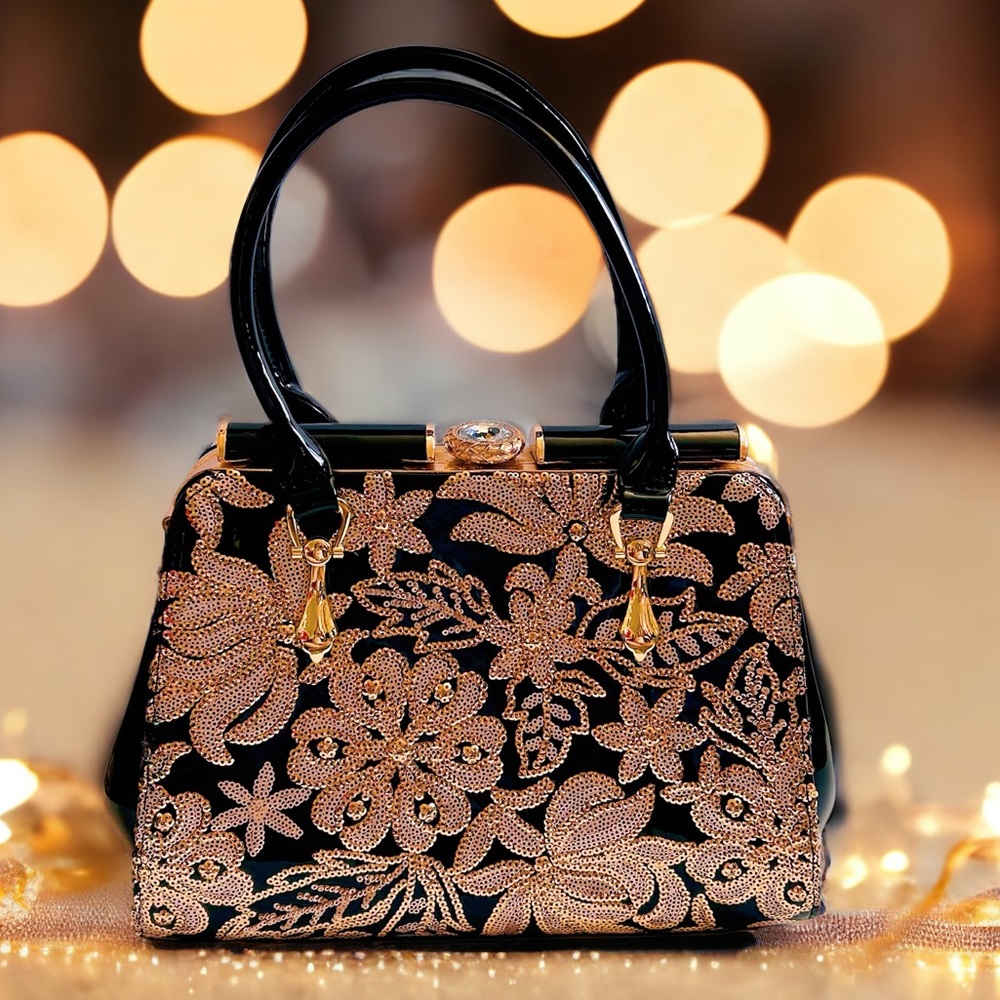 Luxury Patent Leather Embroidered - Crocodile Print Fashion Tote Purse